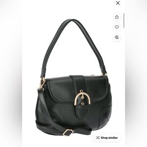 No Boundaries Black Shoulder Bag with Gold Accent